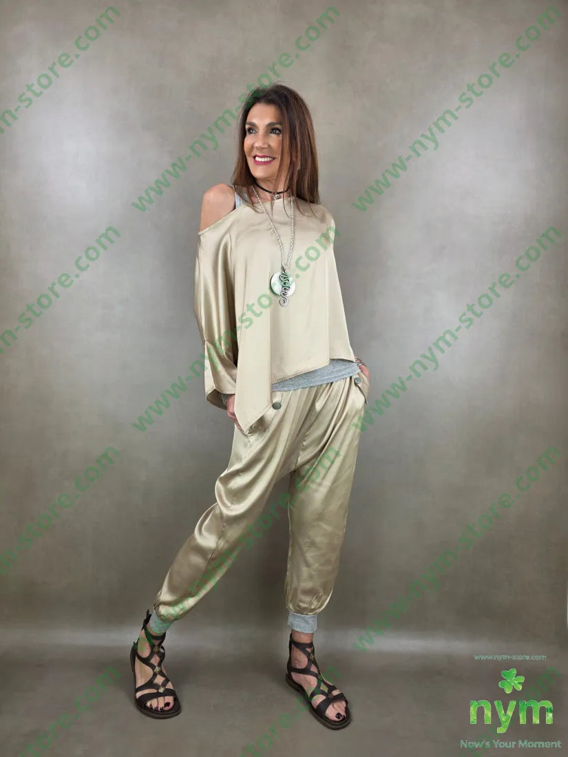 pantalone polsino lurex 96vi4ea - PANTALONE