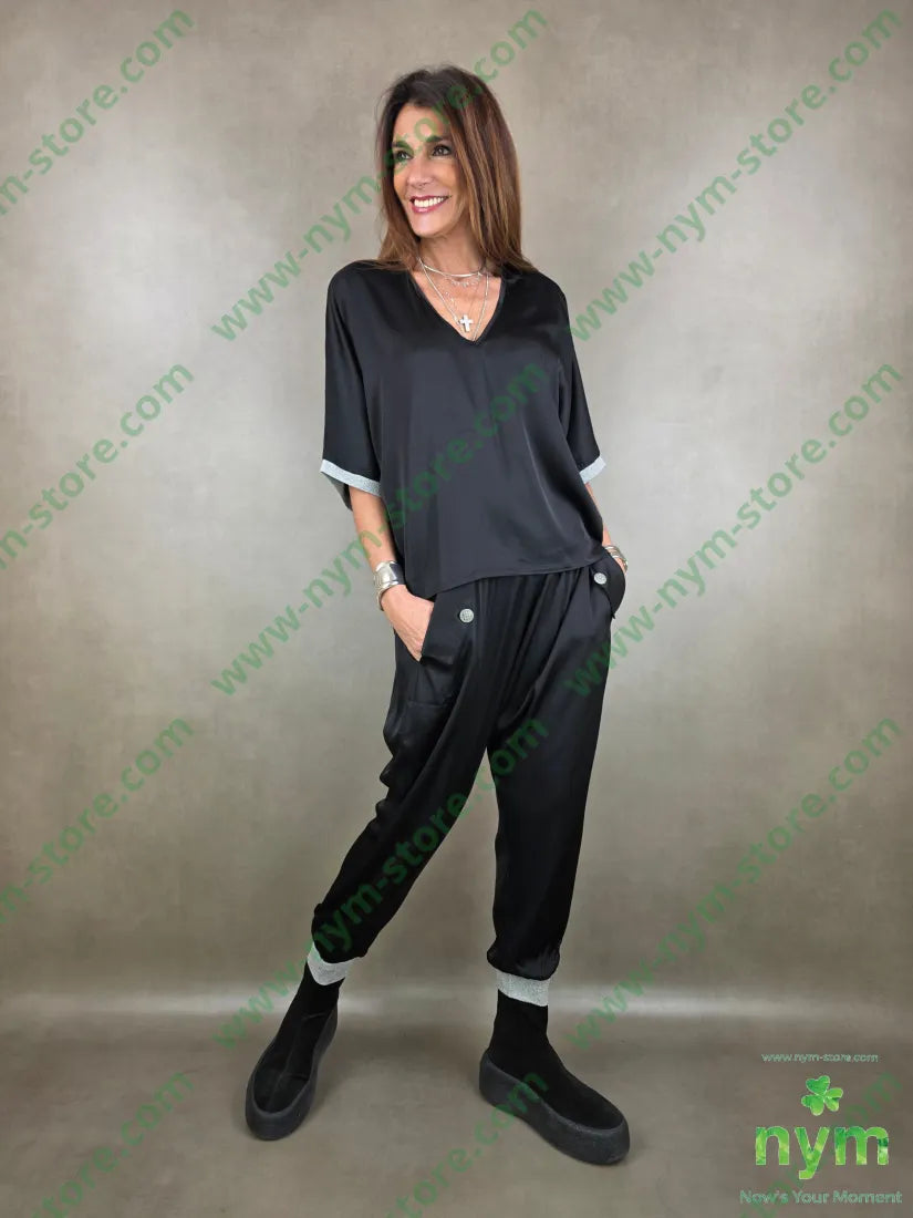 pantalone polsino lurex 96vi4ea PANTALONE