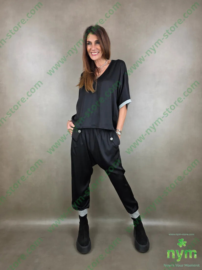 pantalone polsino lurex 96vi4ea PANTALONE