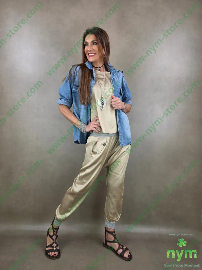 pantalone polsino lurex 96vi4ea - PANTALONE