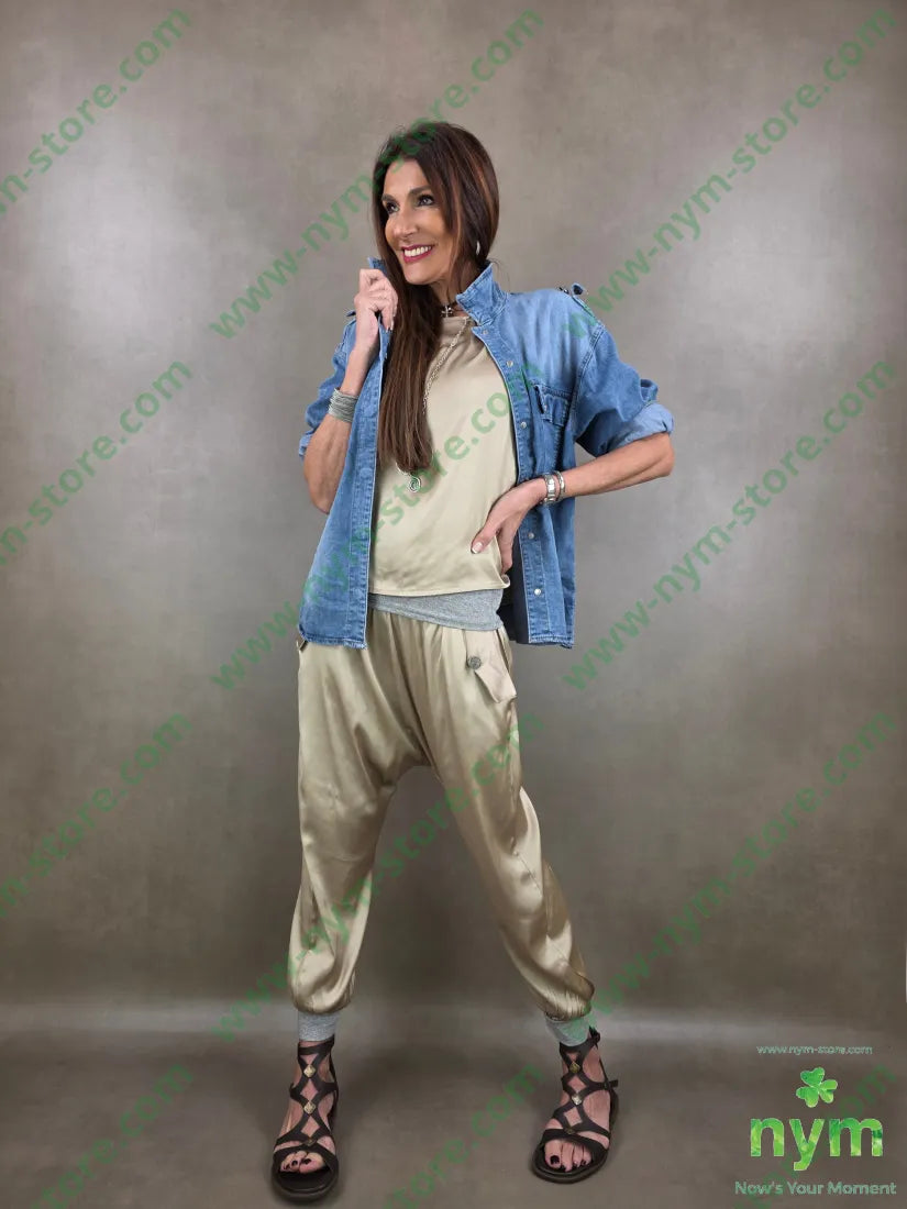 pantalone polsino lurex 96vi4ea - PANTALONE