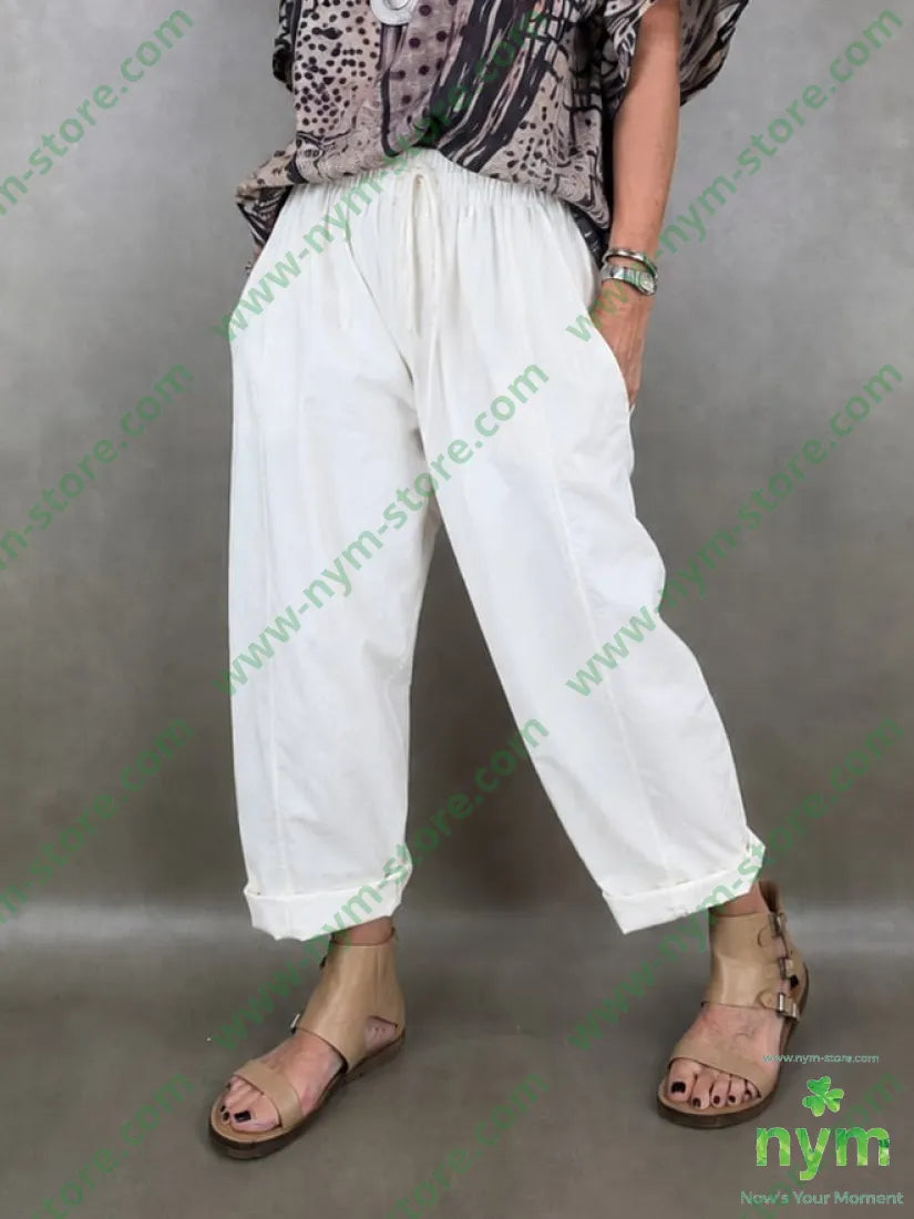 pantalone popelin coulisse ed elastico 100co - U / BURRO / PE26 - PANTALONE