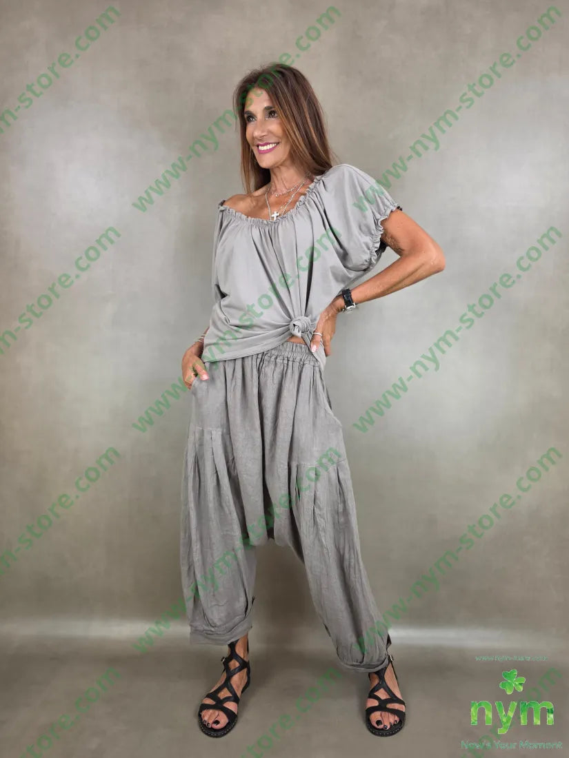 pantalone puro lino chiuso fondo 100li - PANTALONE