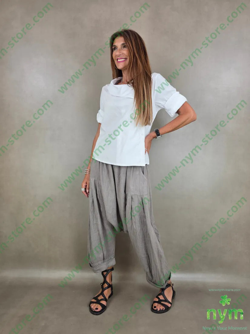 pantalone puro lino chiuso fondo 100li - PANTALONE
