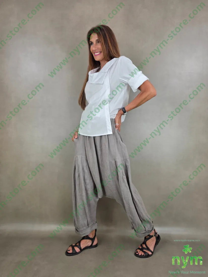 pantalone puro lino chiuso fondo 100li - PANTALONE