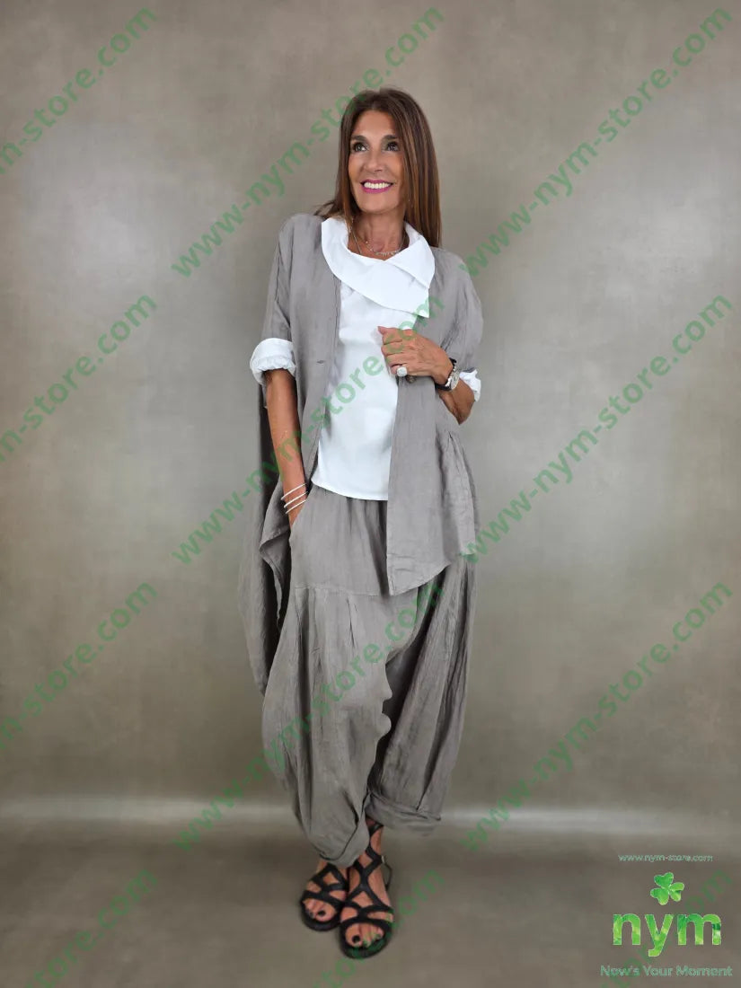 pantalone puro lino chiuso fondo 100li - PANTALONE