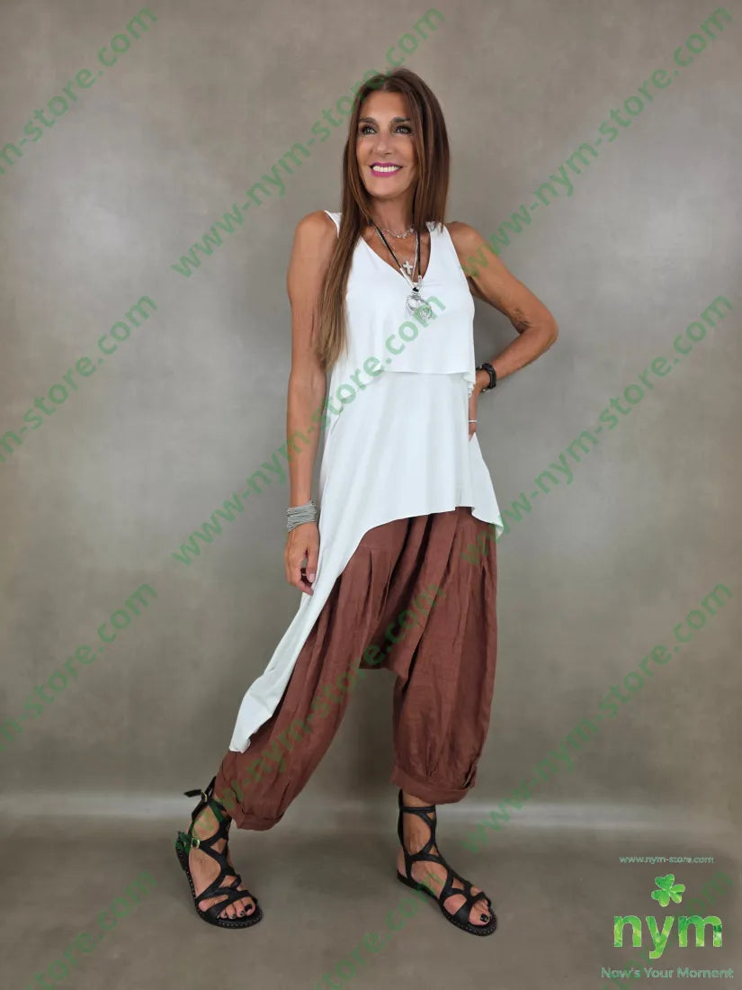 pantalone puro lino chiuso fondo 100li - PANTALONE