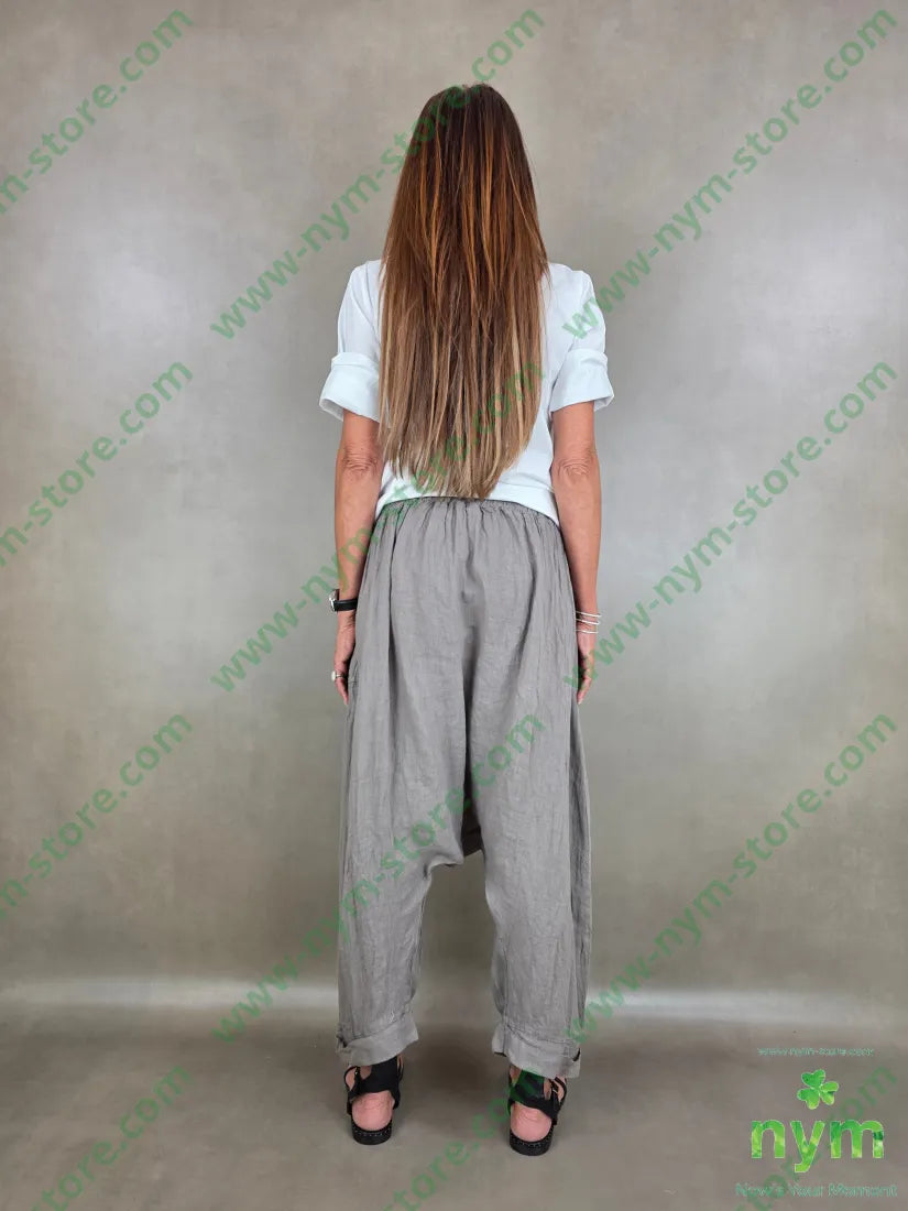 pantalone puro lino chiuso fondo 100li - PANTALONE