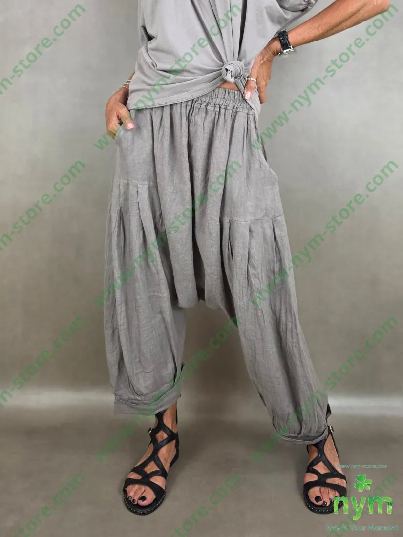 pantalone puro lino chiuso fondo 100li - U / FANGO C. / PE26 - PANTALONE