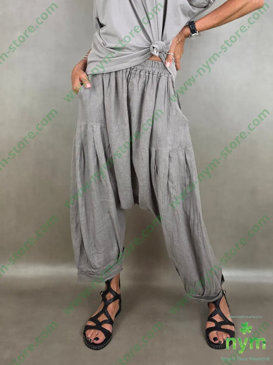 pantalone puro lino chiuso fondo 100li - U / FANGO C. / PE26 - PANTALONE