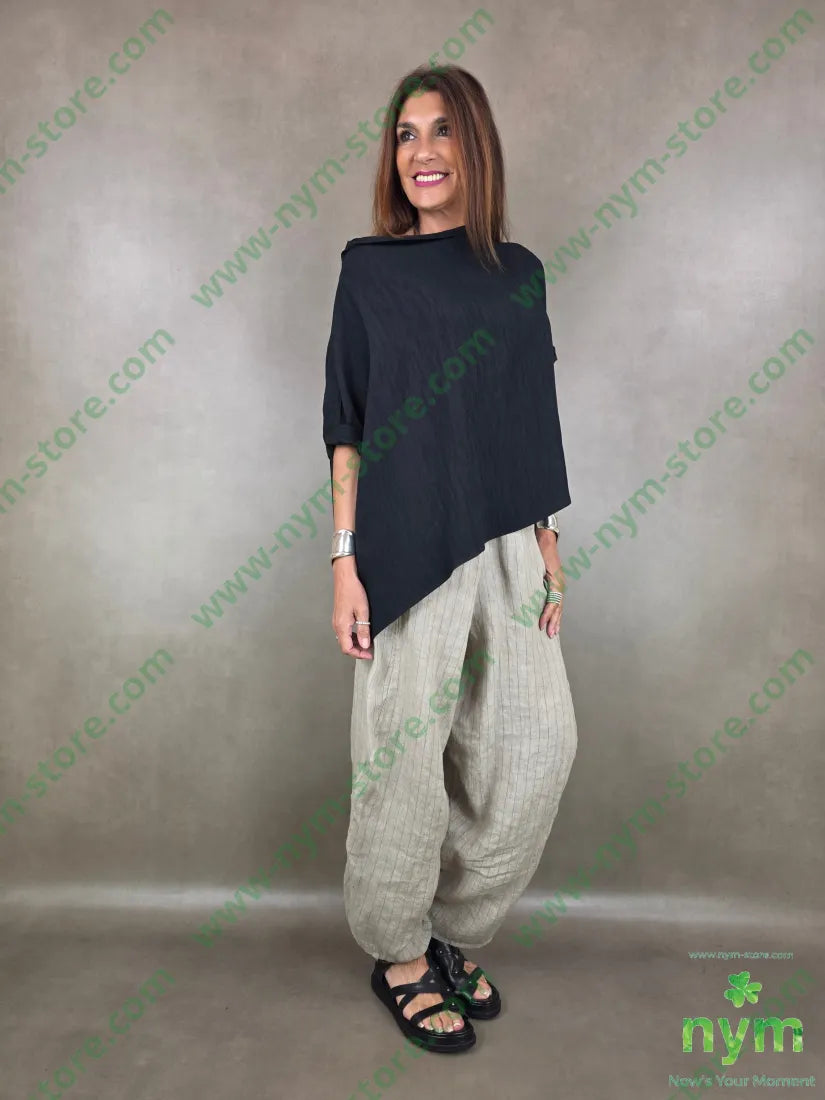 pantalone puro lino gessato corto dto 100li - PANTALONE