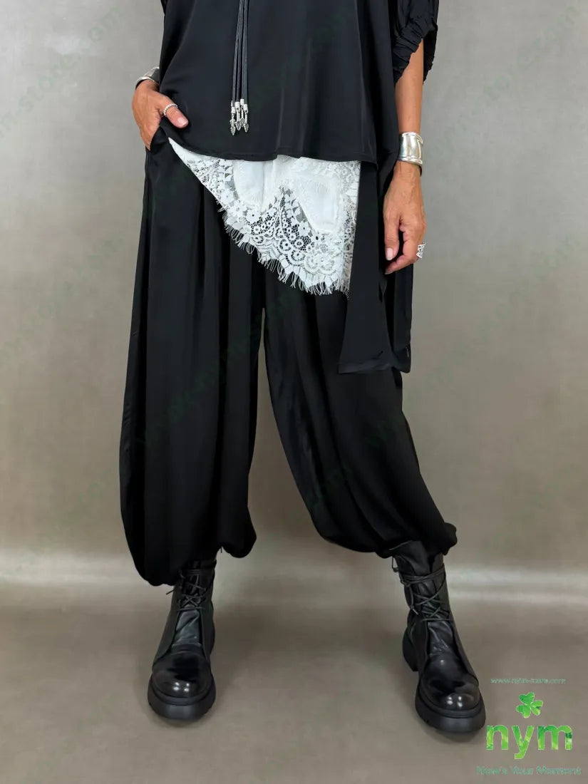 pantalone raso con elastico 60ry40vi - U / NERO / AI26 - PANTALONE