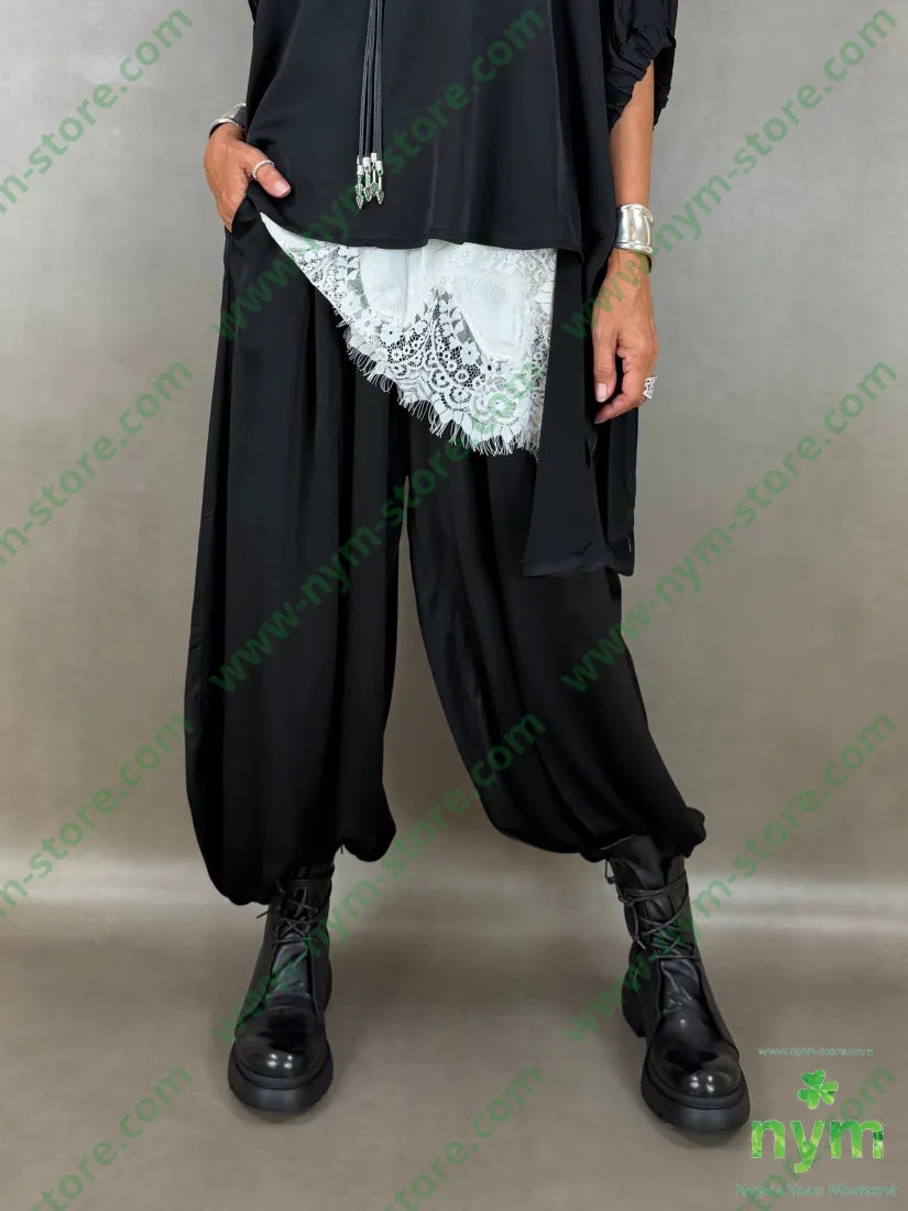 pantalone raso con elastico 60ry40vi - U / NERO / AI26 - PANTALONE