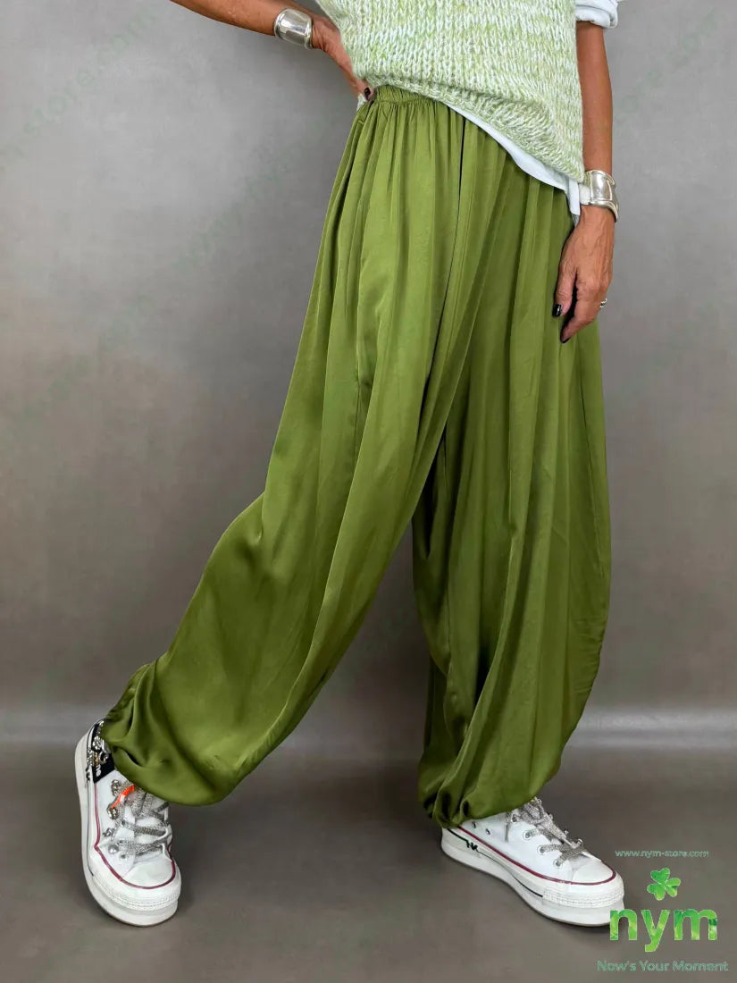 pantalone raso con elastico 60ry40vi - U / VERDE / AI26 - PANTALONE