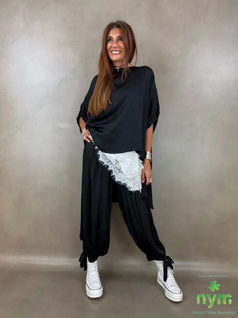 pantalone raso con fiocco 60ry40vi - PANTALONE