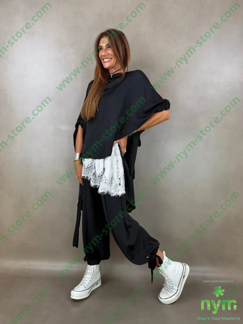 pantalone raso con fiocco 60ry40vi - PANTALONE