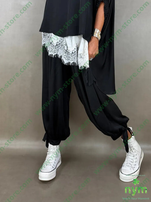 pantalone raso con fiocco 60ry40vi - U / NERO / AI26 - PANTALONE