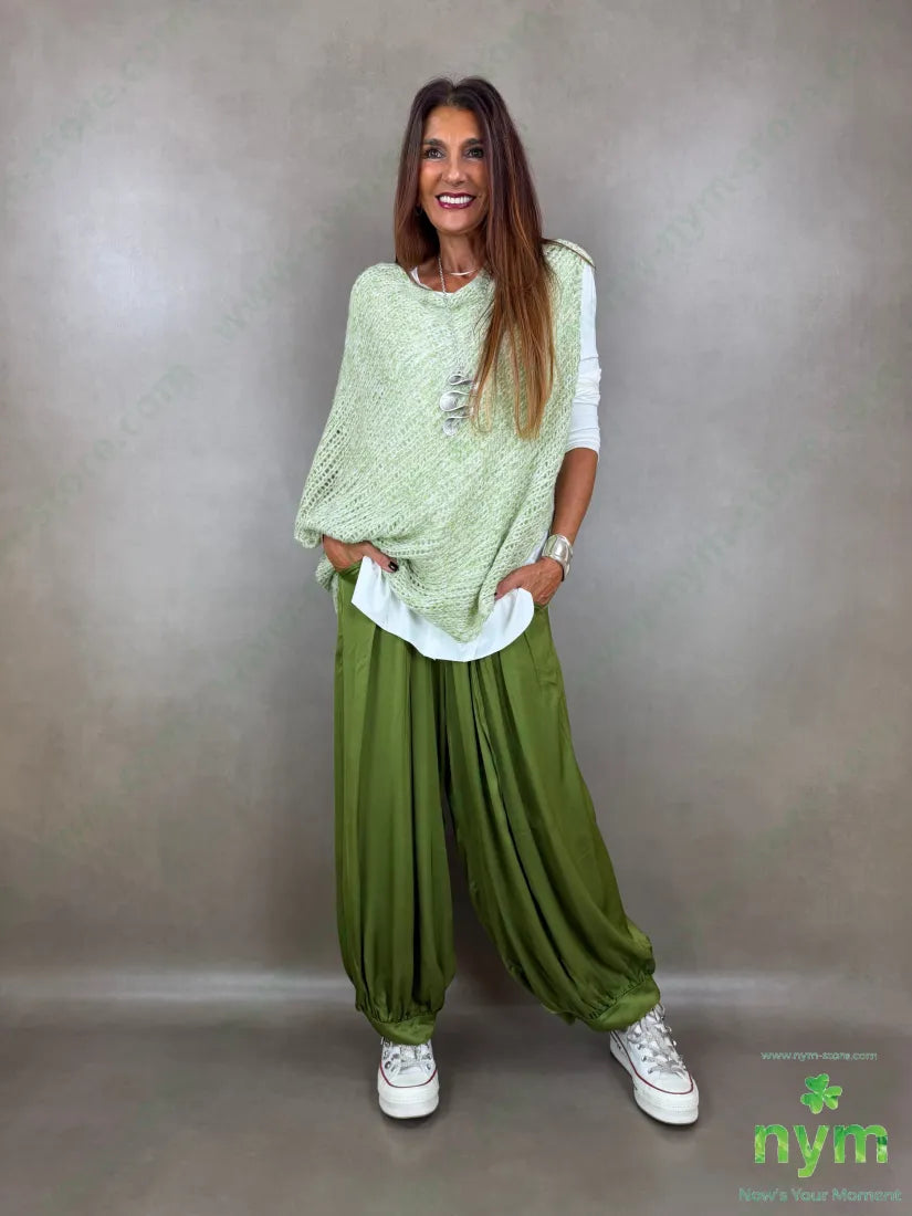 pantalone raso sormonto gamba 60ry40vi - U / VERDE / AI26 - PANTALONE
