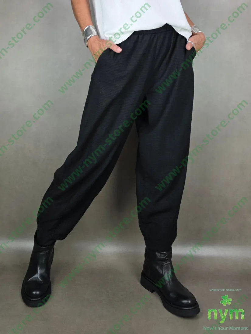 pantalone riga cucitura fondo 100co U / NERO / AI25 PANTALONE