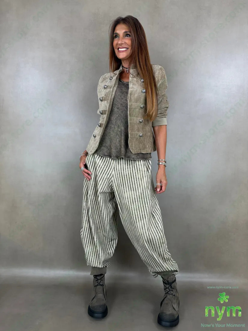 pantalone riga melange ciniglia 100co - PANTALONE