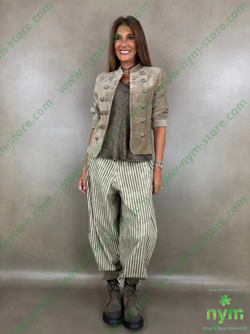 pantalone riga melange ciniglia 100co - PANTALONE