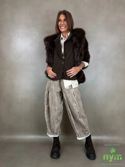 pantalone riga melange ciniglia 100co - PANTALONE