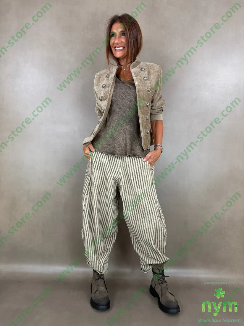 pantalone riga melange ciniglia 100co - PANTALONE