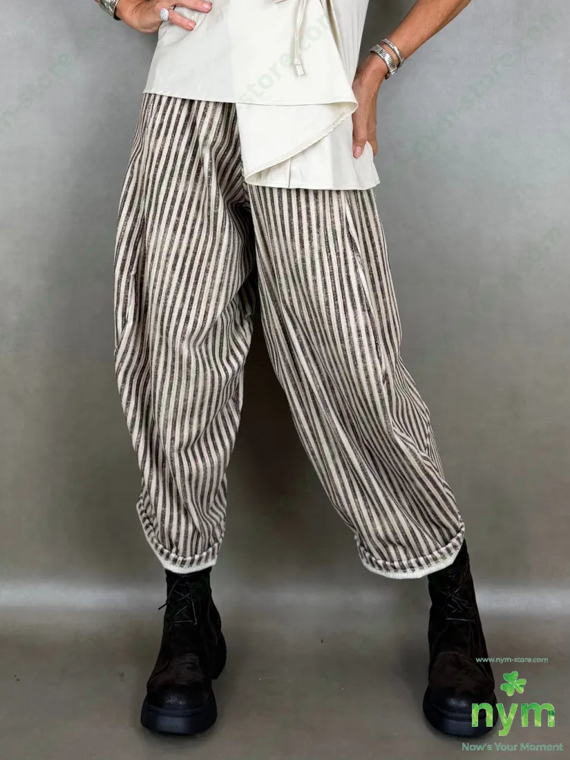 pantalone riga melange ciniglia 100co - U / MARRONE / AI26 - PANTALONE