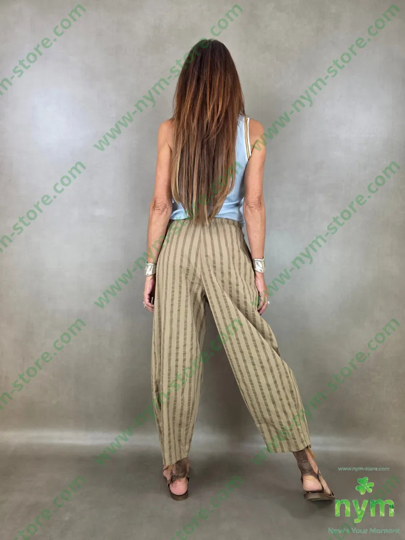 pantalone righe cotone 98co2ea - U / CAMMELLO / PE26 - PANTALONE