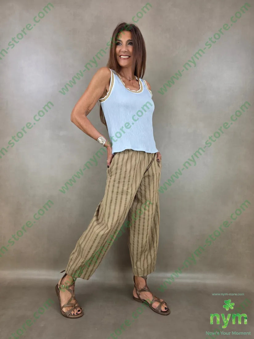 pantalone righe cotone 98co2ea - U / CAMMELLO / PE26 - PANTALONE