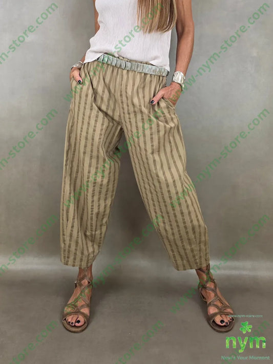 pantalone righe cotone 98co2ea - U / CAMMELLO / PE26 - PANTALONE