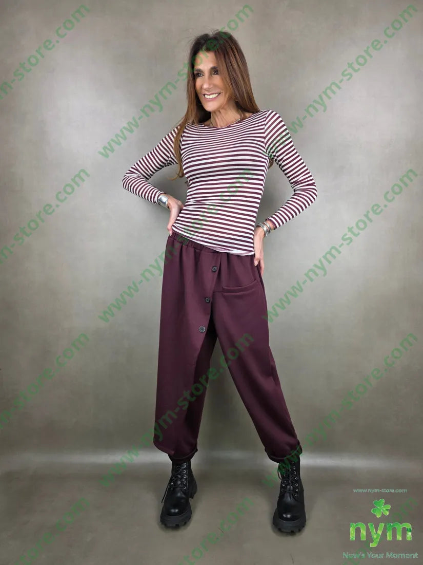 pantalone scuba tre bottoni pannello 65vi30ny5ea U / BORDO / AI25 PANTALONE