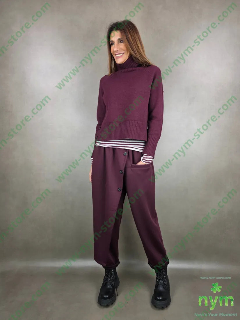 pantalone scuba tre bottoni pannello 65vi30ny5ea U / BORDO / AI25 PANTALONE