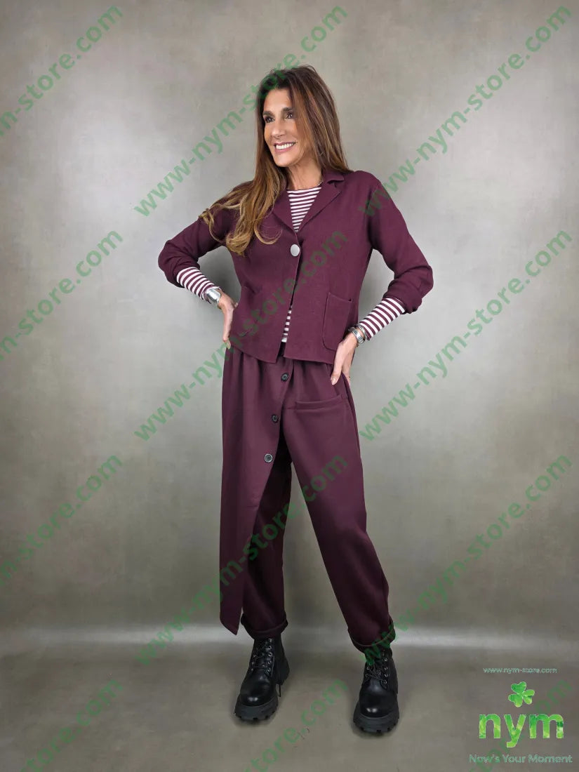 pantalone scuba tre bottoni pannello 65vi30ny5ea U / BORDO / AI25 PANTALONE