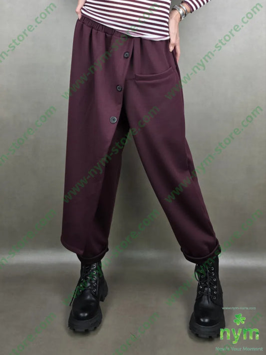 pantalone scuba tre bottoni pannello 65vi30ny5ea U / BORDO / AI25 PANTALONE