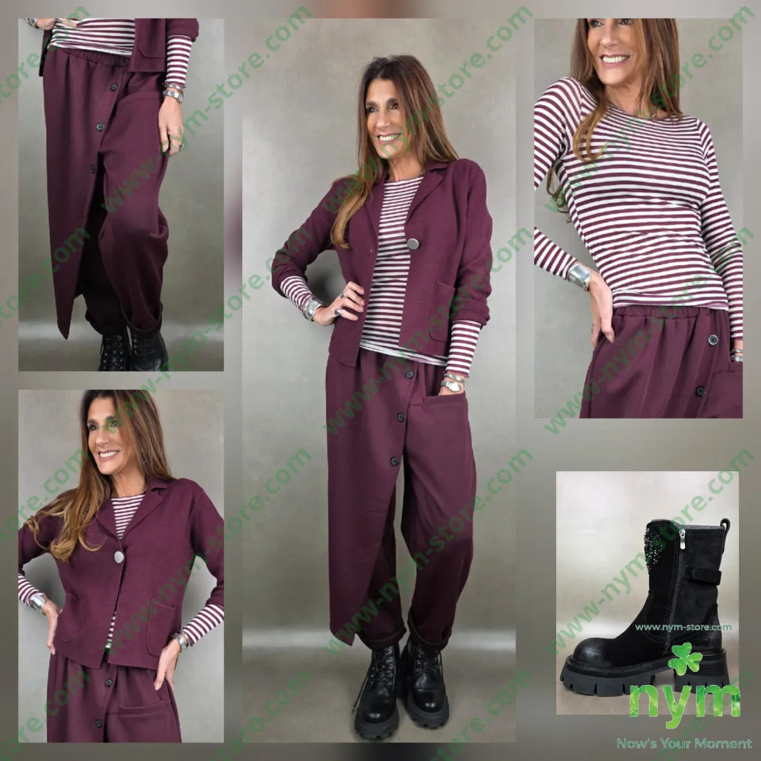 pantalone scuba tre bottoni pannello 65vi30ny5ea U / BORDO / AI25 PANTALONE