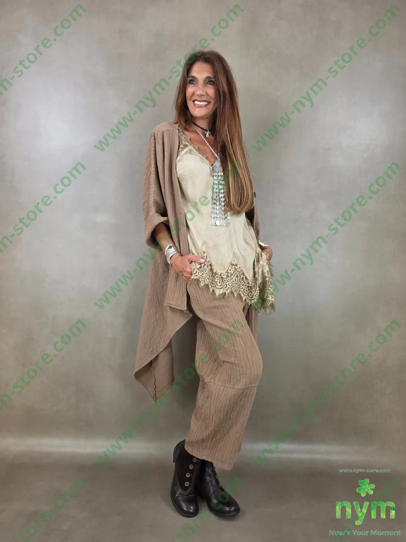pantalone simil plisse 100co - PANTALONE
