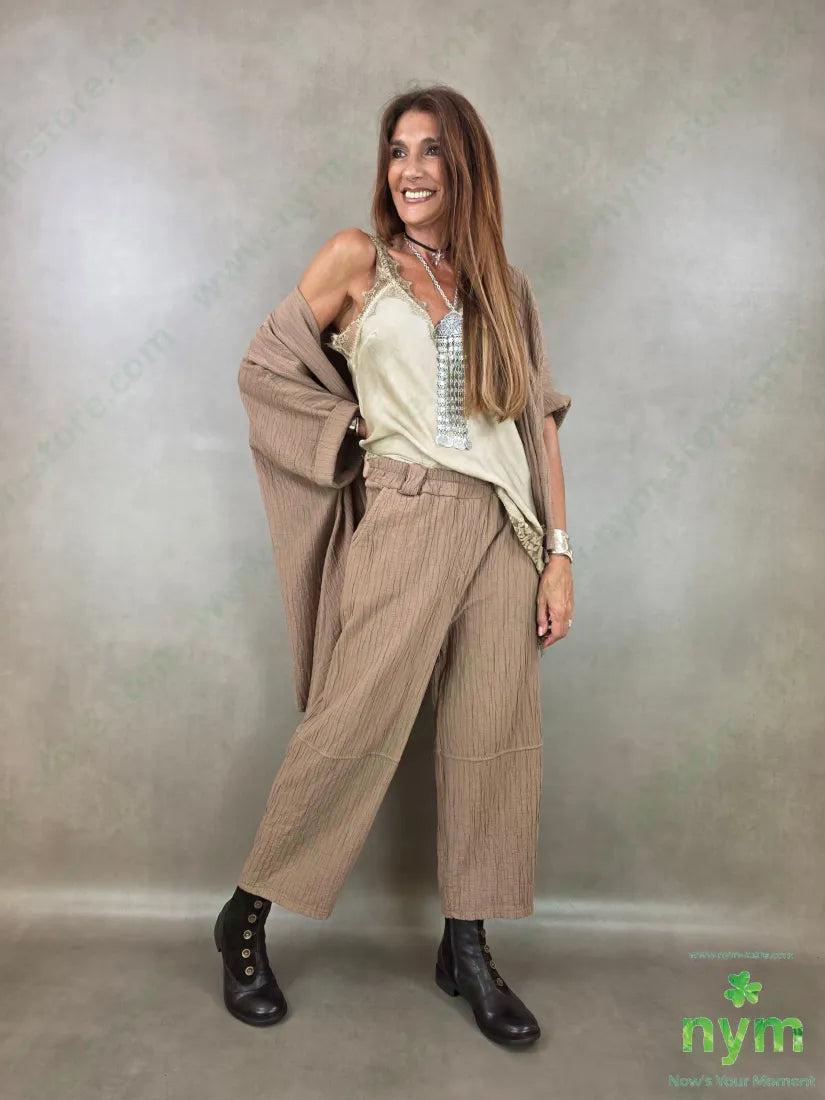 pantalone simil plisse 100co - PANTALONE