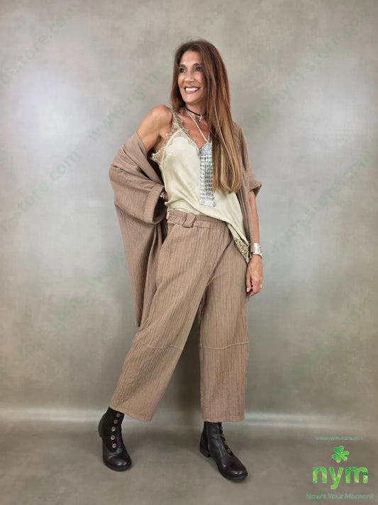 pantalone simil plisse 100co - PANTALONE