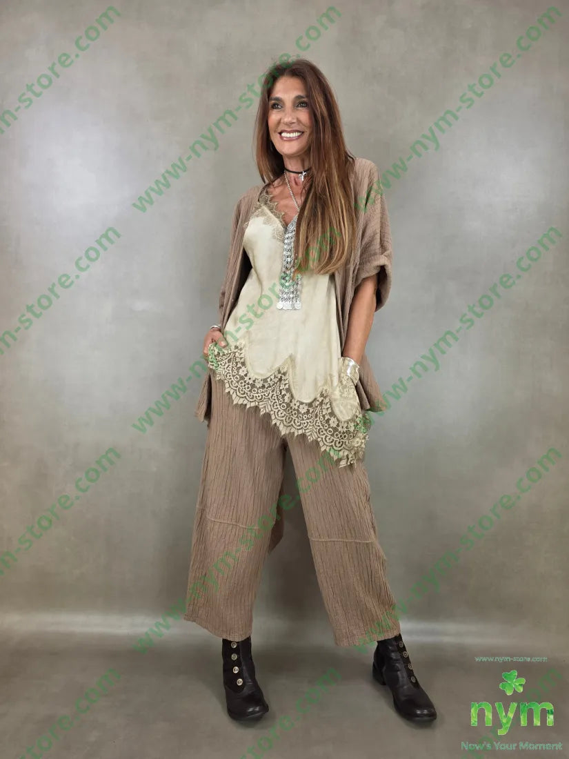 pantalone simil plisse 100co - PANTALONE
