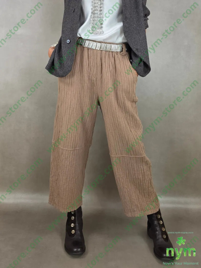 pantalone simil plisse 100co - U / CAMMELLO / AI26 - PANTALONE