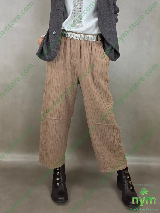 pantalone simil plisse 100co - U / CAMMELLO / AI26 - PANTALONE