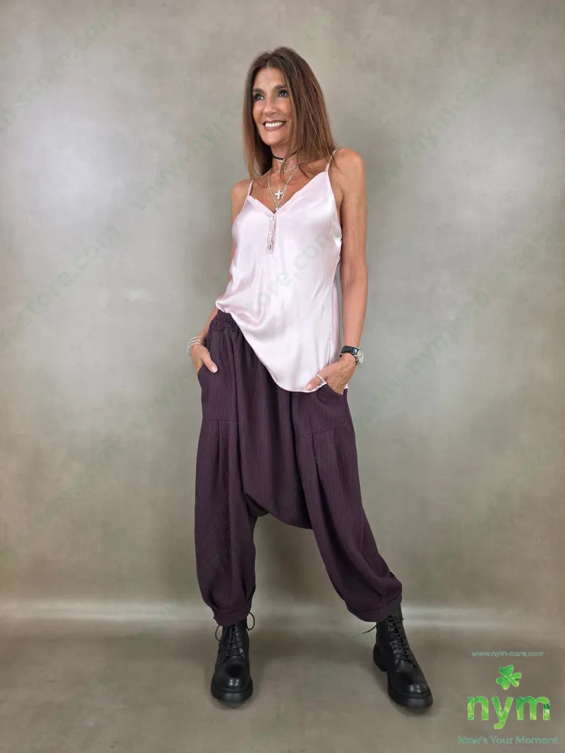 pantalone simil plisse cavallo basso 100co - U / BORDO / AI26 - PANTALONE