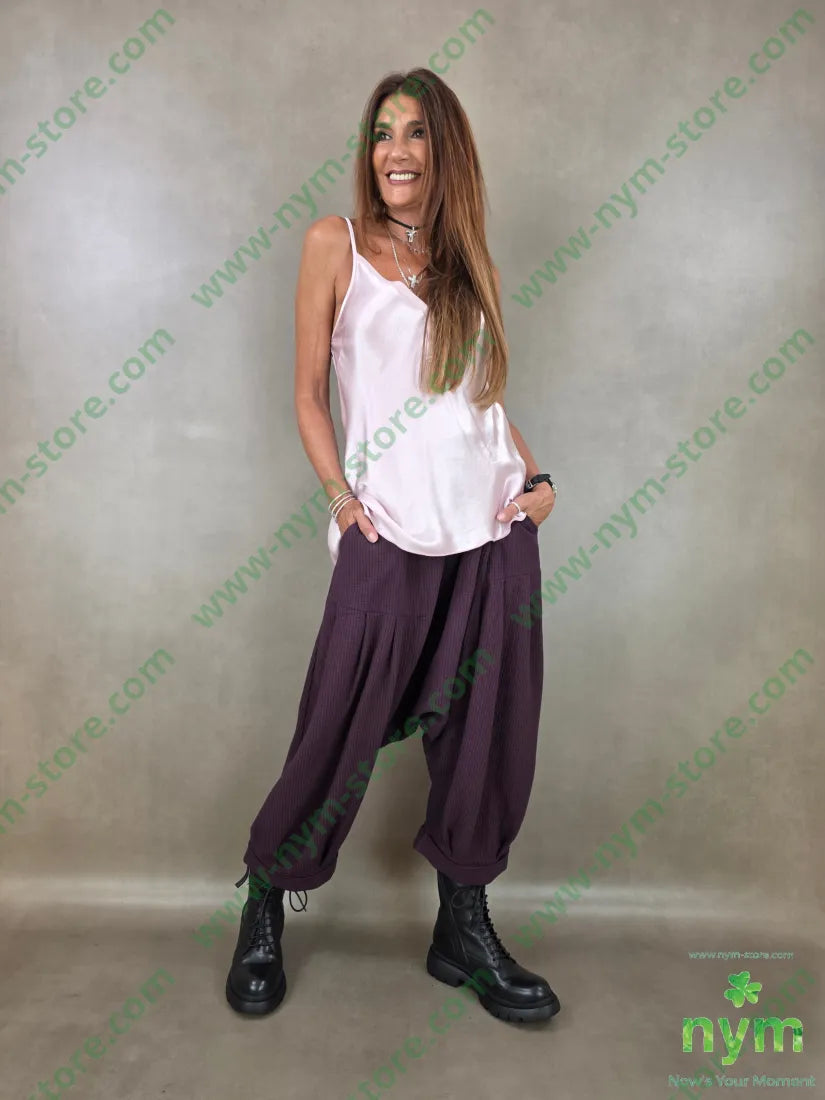 pantalone simil plisse cavallo basso 100co - U / BORDO / AI26 - PANTALONE