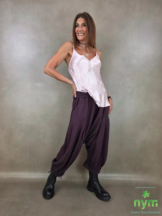pantalone simil plisse cavallo basso 100co - U / BORDO / AI26 - PANTALONE