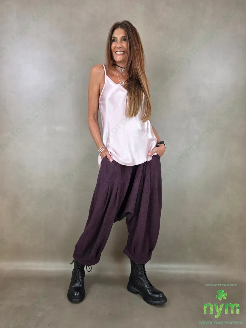 pantalone simil plisse cavallo basso 100co - U / BORDO / AI26 - PANTALONE