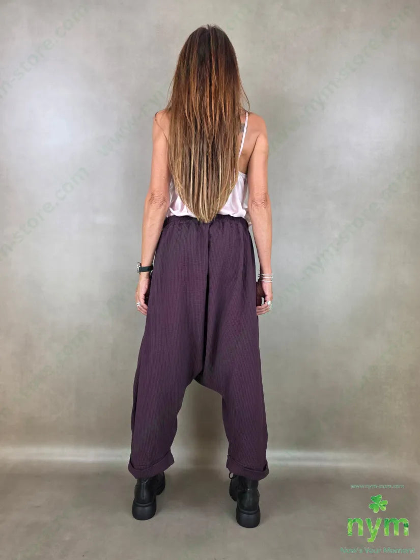 pantalone simil plisse cavallo basso 100co - U / BORDO / AI26 - PANTALONE