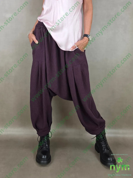 pantalone simil plisse cavallo basso 100co - U / BORDO / AI26 - PANTALONE