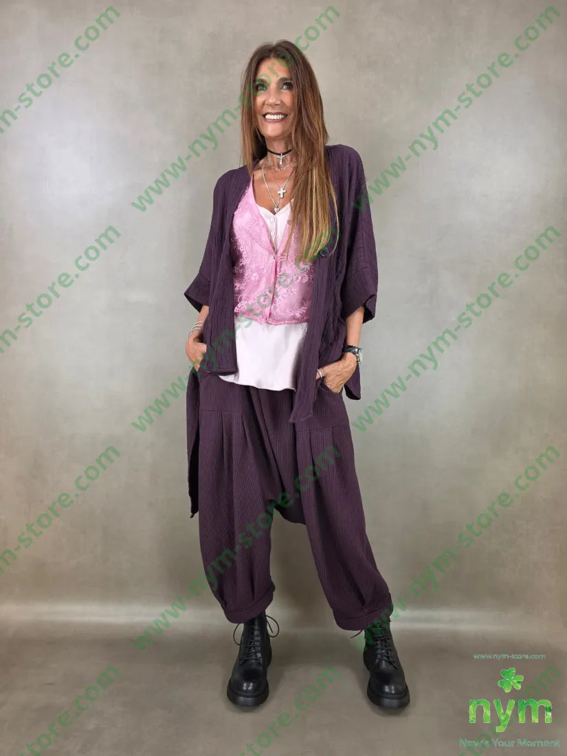 pantalone simil plisse cavallo basso 100co - U / BORDO / AI26 - PANTALONE