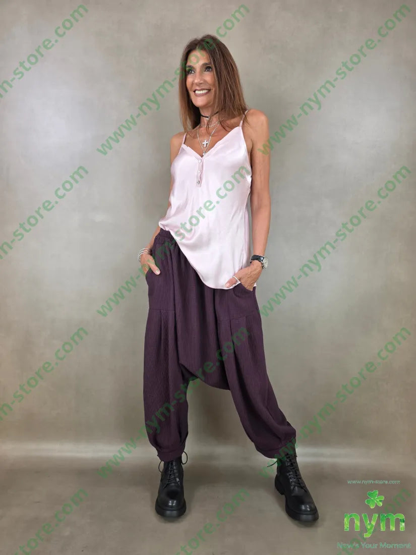 pantalone simil plisse cavallo basso 100co - U / BORDO / AI26 - PANTALONE